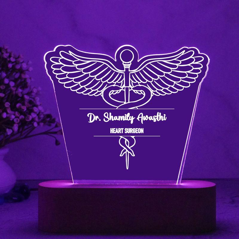 Personalized Doctor Lamp with Name & Logo  Lamp with Multicolored Light (Heart Surgeon)